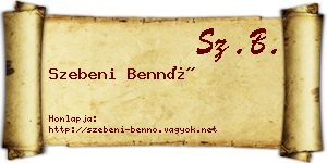 Szebeni Bennó névjegykártya
